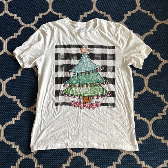Bella Canvas White Tee with Christmas Tree Design - Picture 1 of 1